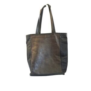 Vintage Simon Leather Satchel Bag Black & Brown 13x15